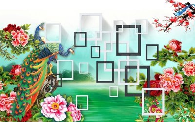 File gốc File gốc tranh chim công CC6111 (trang trí) cho phòng khách