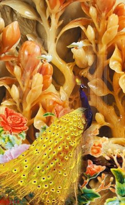 File tranh File gốc tranh chim công CC6113 (bản gốc) in canvas