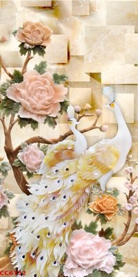 File ảnh File gốc tranh chim công CC6132 (gốc) in PP, decal