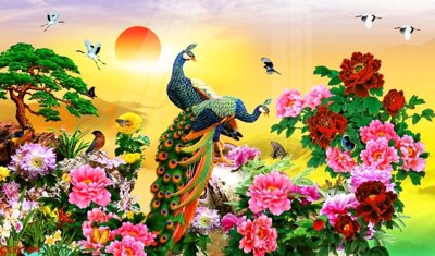 Tải file File gốc tranh chim công CC6144 (gốc) chủ đề hoa sen