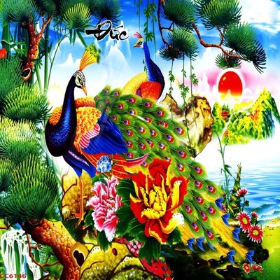 Tải file File gốc tranh chim công CC6146 (PSD) cho in tranh 3D
