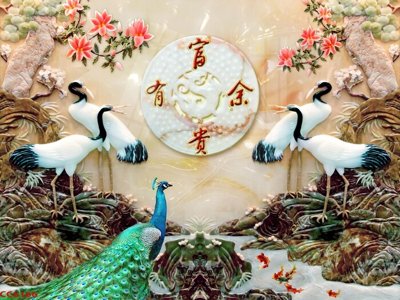 Ảnh gốc File gốc tranh chim công CC6166 (độ nét cao) in mica