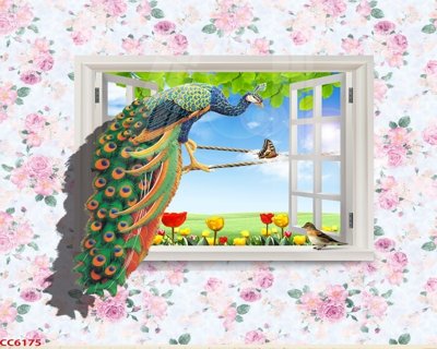 File PSD File gốc tranh chim công CC6175 (chất lượng in ấn)