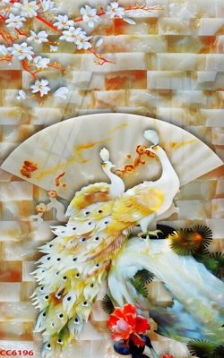 File in lụa File gốc tranh chim công CC6196 (hoa văn) File gốc tranh chim công CC6196