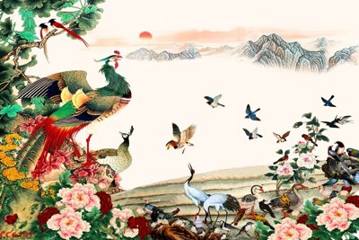 Download file File gốc tranh chim công CC6197 (gốc) in mica bàn thờ