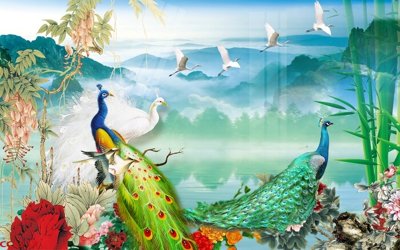 File tranh File gốc tranh chim công CC6213 (gốc) chủ đề thành phố