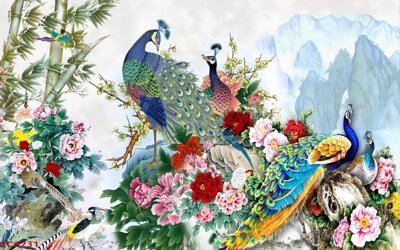 File gốc File gốc tranh chim công CC6231 (in 3D) cho trang trí