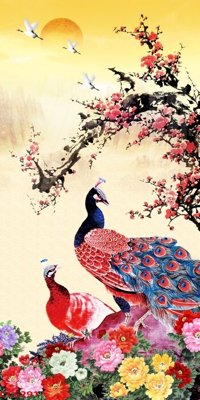File gốc File gốc tranh chim công CC6291 (in lụa) chi tiết cao