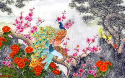 File ảnh gốc File gốc tranh chim công CC6296 (chuyên in mica)