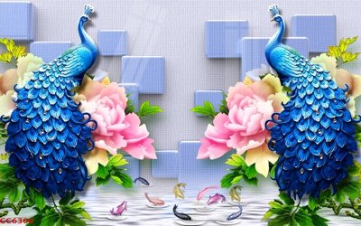 File in ấn File gốc tranh chim công CC6306 chuyên nghiệp