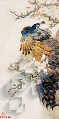 File gốc File gốc tranh chim công CC6310 (in tráng gương) ốp tường