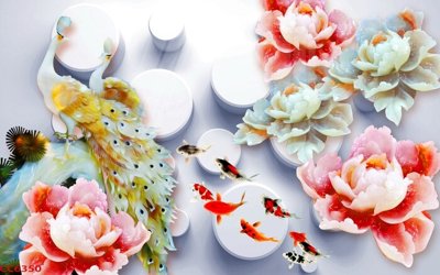 File gốc File gốc tranh chim công CC6350 (in lụa) chi tiết cao