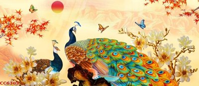 File PSD File gốc tranh chim công CC6363 (bản gốc) chất lượng nhất