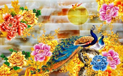 File gốc File gốc tranh chim công CC6397 (in mica) làm quà tặng