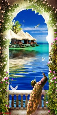 File ảnh File gốc tranh chim công CC6401 (gốc) in biển hiệu