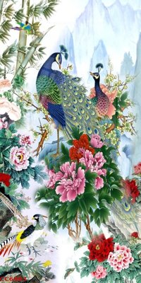 Hình ảnh file gốc File gốc tranh chim công CC6403 (chất lượng cao)