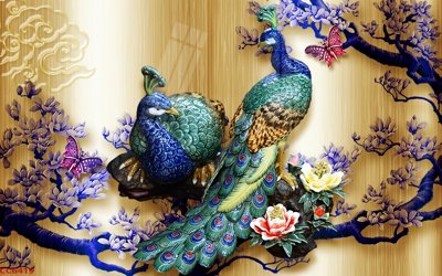 Tải file File gốc tranh chim công CC6419 (PSD) cho in tranh 3D