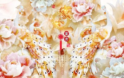 File in mica File gốc tranh chim công CC6444 (bản gốc) làm vách ngăn