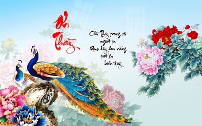 File in trần File gốc tranh chim công CC6454 (bản gốc) mây trời