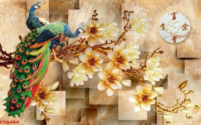 File tranh File gốc tranh chim công CC6484 (ảnh gốc) cho in ấn kỹ thuật số