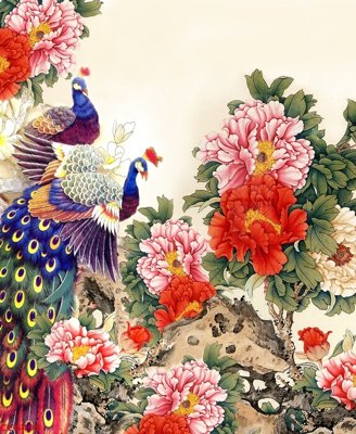 File ảnh File gốc tranh chim công CC6495 (gốc) in biển hiệu