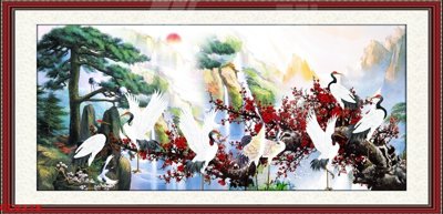 File in lụa File gốc tranh chim công CC6518 (phong cảnh) File gốc tranh chim công CC6518