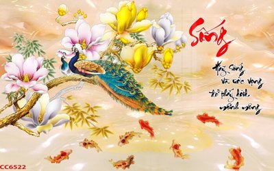 File ảnh File gốc tranh chim công CC6522 (gốc) in quảng cáo ngoài trời