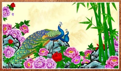 File in trần File gốc tranh chim công CC6529 (bản gốc) 5D