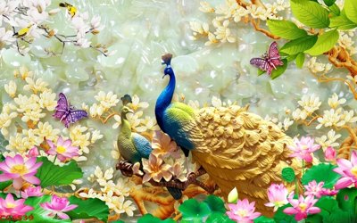 File tranh File gốc tranh chim công CC6539 (bản gốc) treo tường