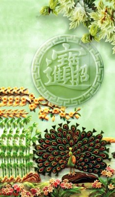 File gốc File gốc tranh chim công CC6558 (in lụa) trang trí tường