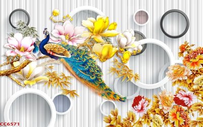 File gốc File gốc tranh chim công CC6571 (trang trí) phòng trẻ em