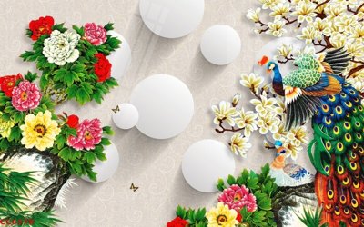 File PSD File gốc tranh chim công CC6578 (gốc) nhiều lớp (multi-layer)