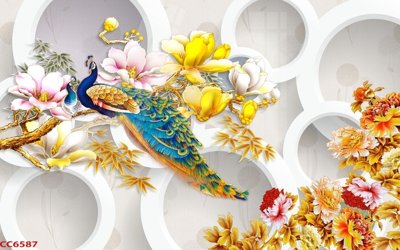 Tải file File gốc tranh chim công CC6587 (ảnh gốc) in tranh kính