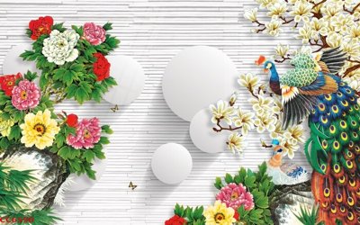 File PSD File gốc tranh chim công CC6590 (bản gốc) dễ dàng edit