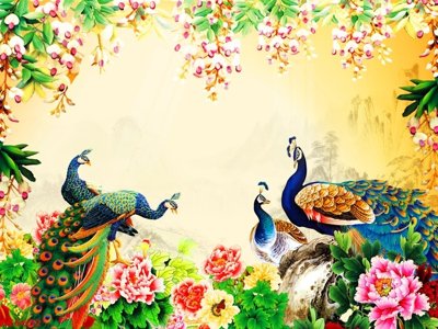 File tranh File gốc tranh chim công CC6632 (gốc) chủ đề thiên nhiên