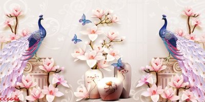 File PSD File gốc tranh chim công CC6647 (nguyên gốc) chất lượng cao