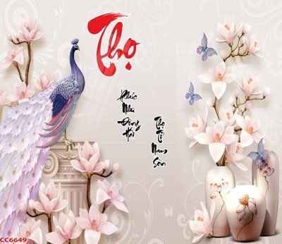 File gốc File gốc tranh chim công CC6649 (in lụa) chi tiết cao