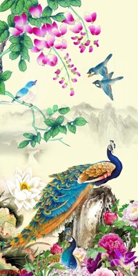File gốc File gốc tranh chim công CC6690 (in lụa) họa tiết 3D