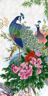 Tải file PSD File gốc tranh chim công CC6733 (nguyên layer) để in