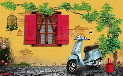 File gốc File tranh dán tường cà phê nhà hàng CF8000 (in lụa) trang trí tường