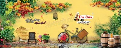 File gốc File tranh dán tường cà phê nhà hàng CF8022 (trang trí) phòng ngủ