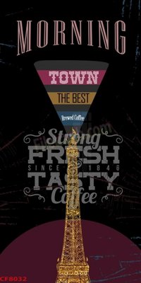 File gốc File tranh dán tường cà phê nhà hàng CF8032 (chuẩn CMYK) cho nhà in