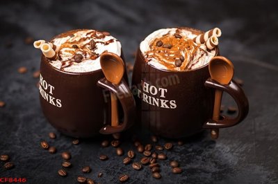 File gốc File tranh dán tường cà phê nhà hàng CF8446 (in ấn) màu sắc trung thực