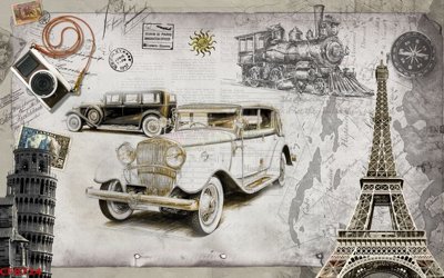 File gốc File tranh dán tường cà phê nhà hàng CF8724 (phong cách) châu Âu