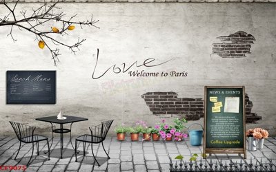 File PSD File tranh dán tường cà phê nhà hàng CF9075 (chất lượng in ấn)