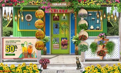 File tranh trang trí File tranh dán tường cà phê nhà hàng CF9332 (file gốc)