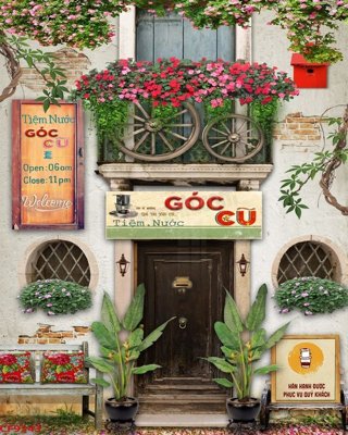 File gốc File tranh dán tường cà phê nhà hàng CF9343 (in lụa) hoa văn cổ điển