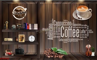 File gốc in ấn File tranh dán tường cà phê nhà hàng CF9345 chuẩn màu CMYK