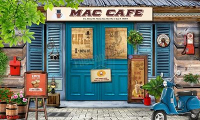 File in ấn File tranh dán tường cà phê nhà hàng CF9380 chuyên nghiệp