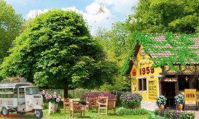 File tranh File tranh dán tường cà phê nhà hàng CF9401 (file gốc) chủ đề phong thủy